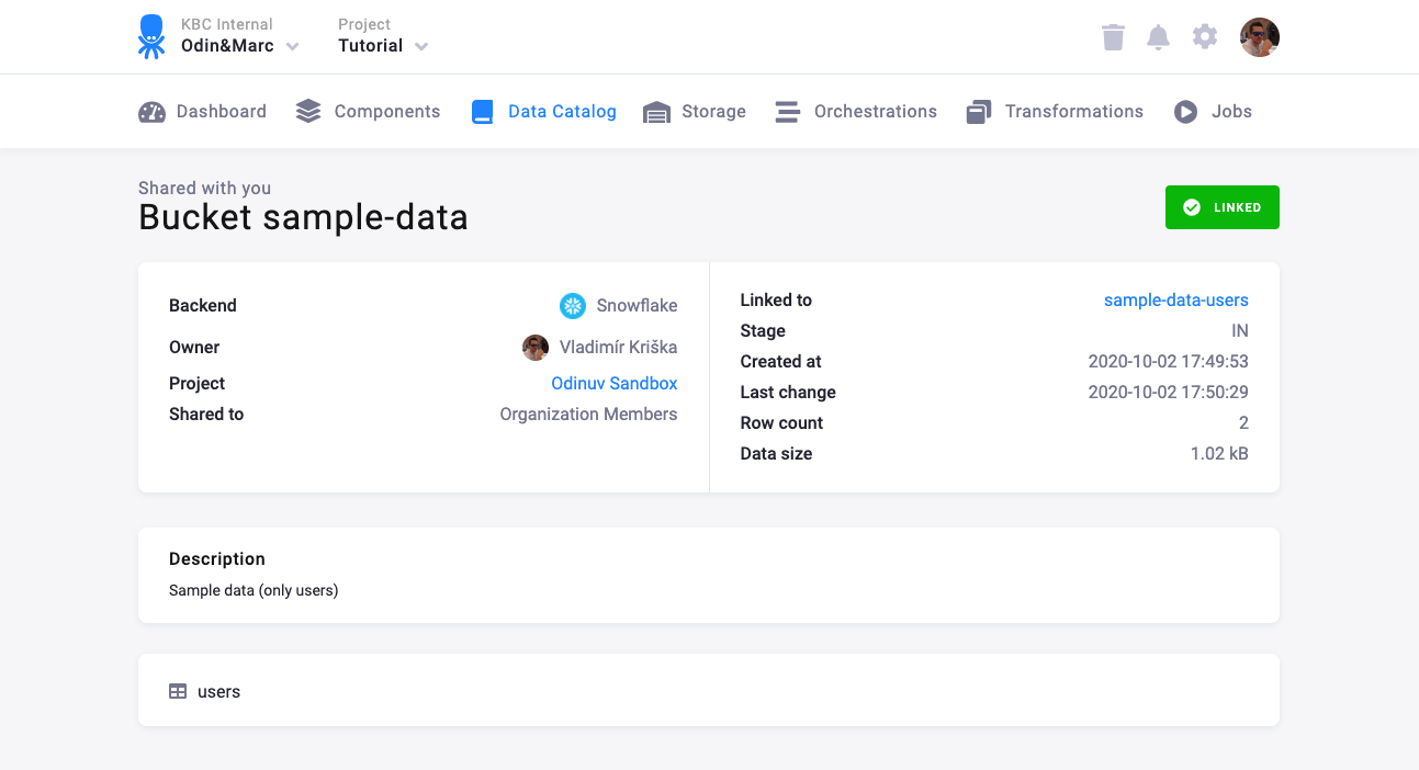 Screenshot -- Link Bucket Tables