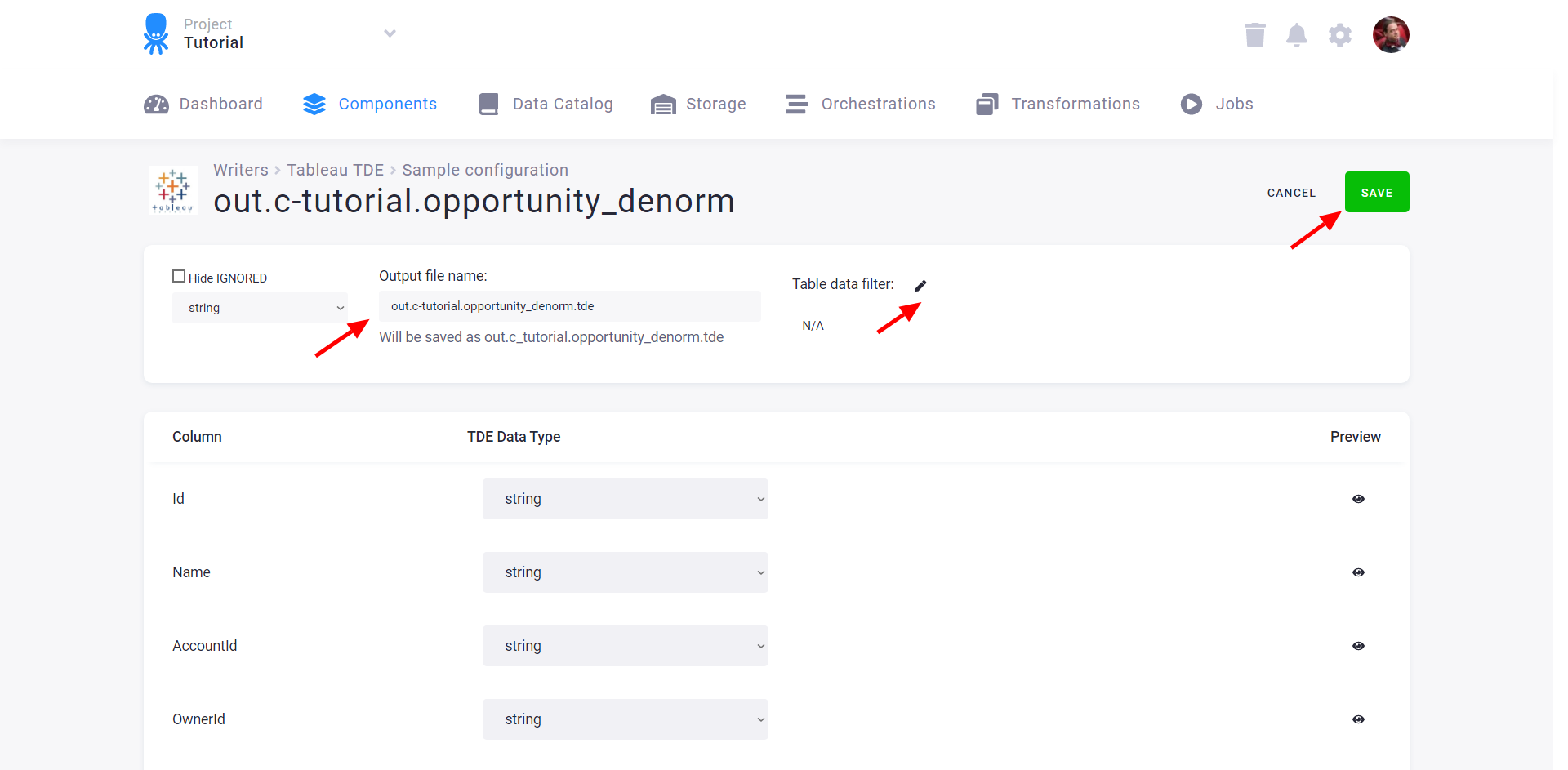 Screenshot - Table Configuration Additional Settings