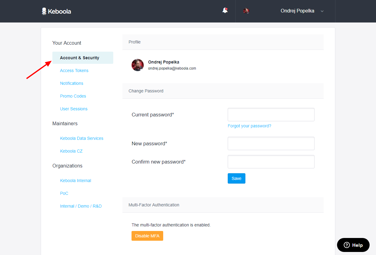 Screenshot -- Account Settings