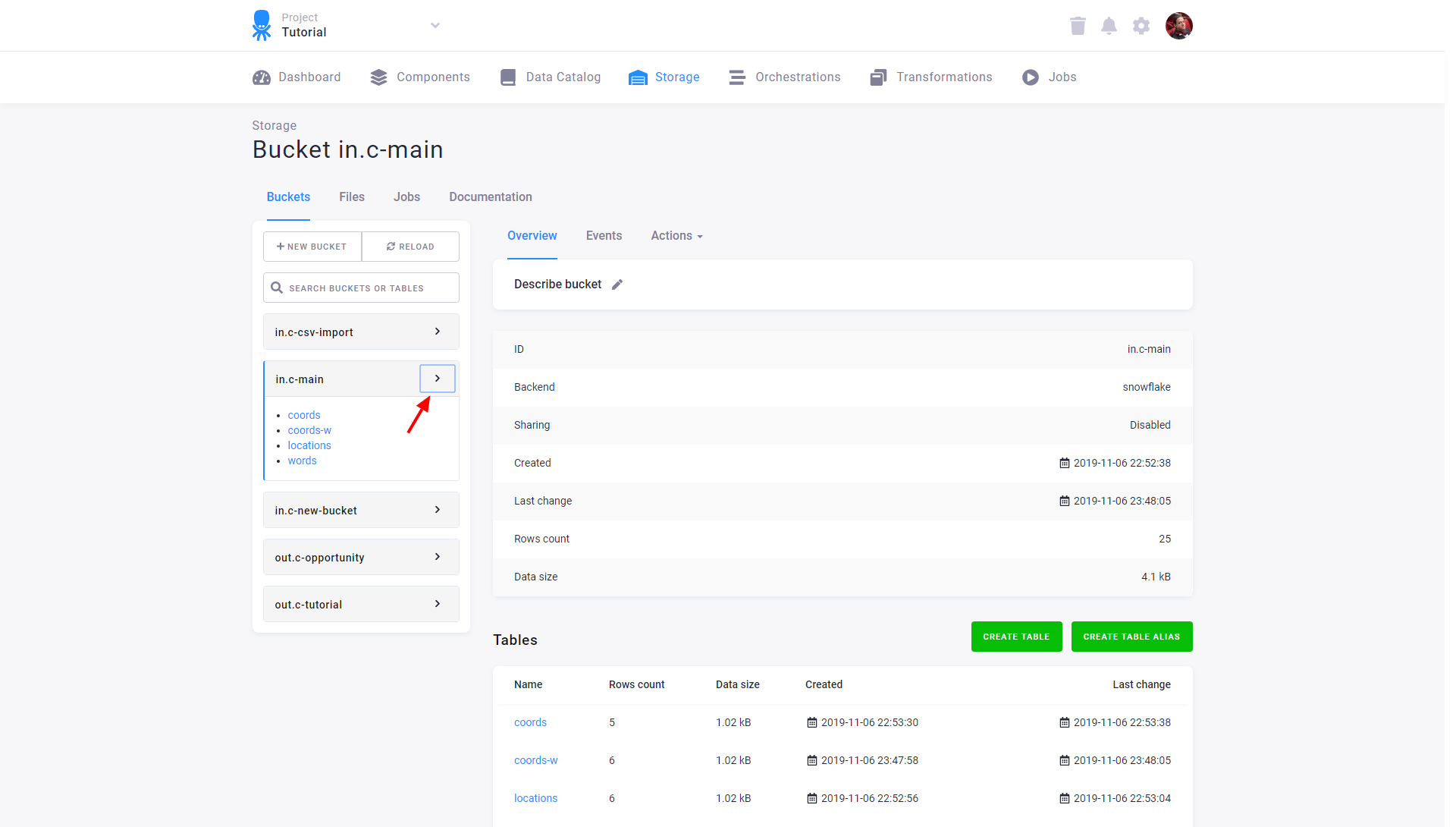 Screenshot - Bucket information