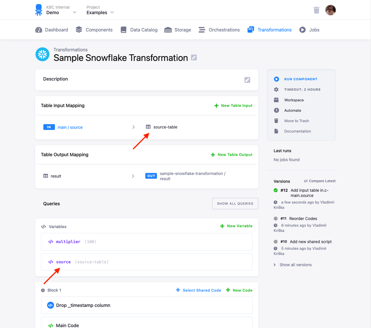 Screenshot - Shared Code with set Variables
