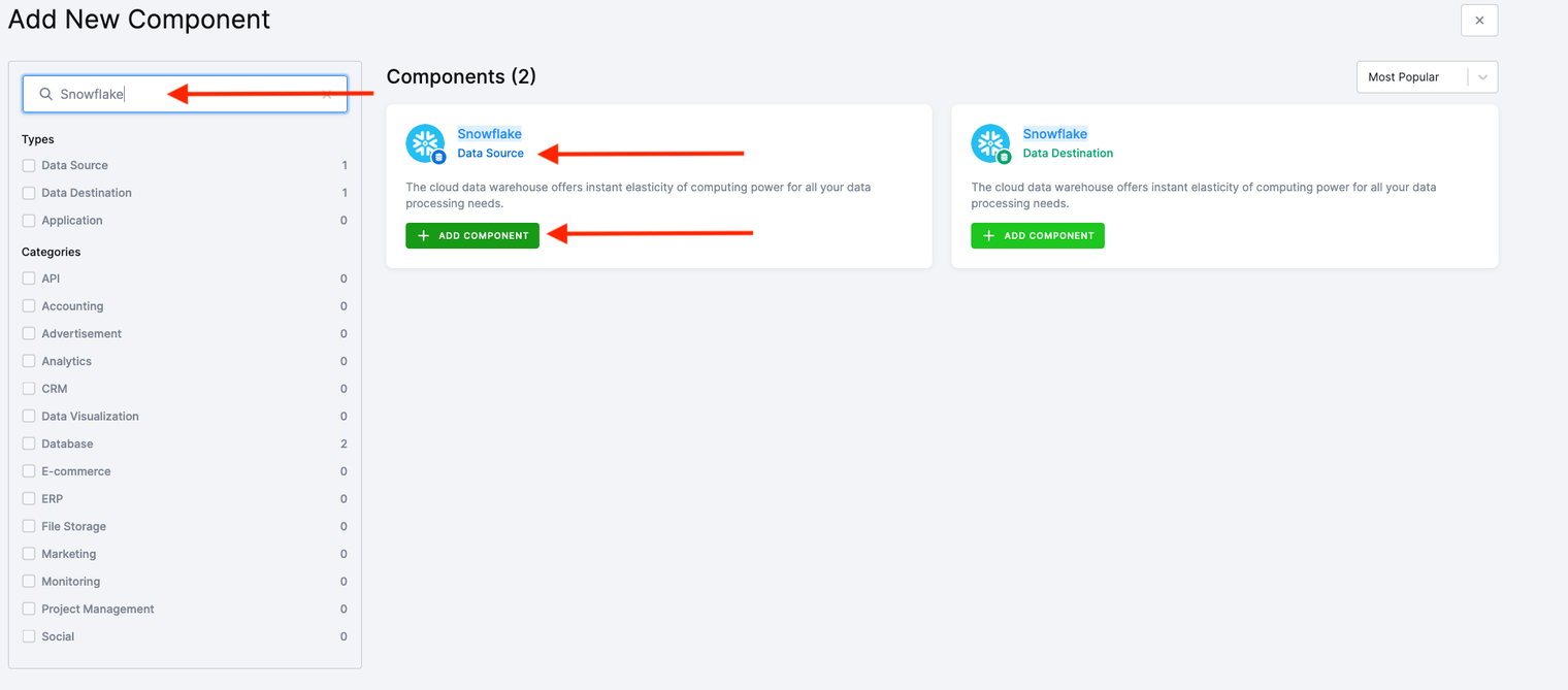 Find Snowflake Data Source
